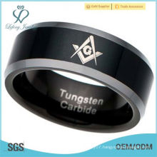 Men's Tungsten Carbide Ring Mason Freemason Masonic black plated